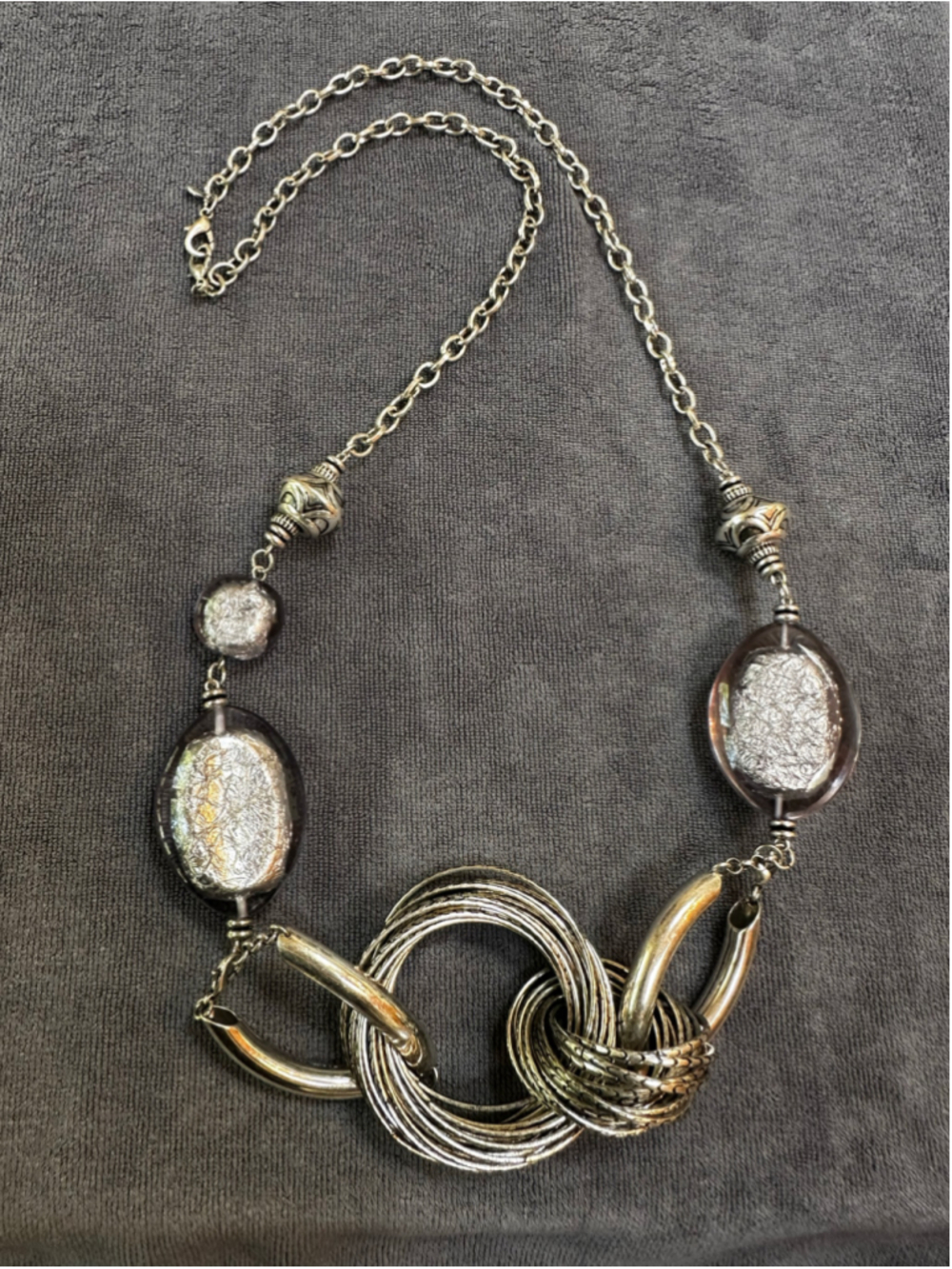 Premier Designs Silver & Grey Statement Necklace